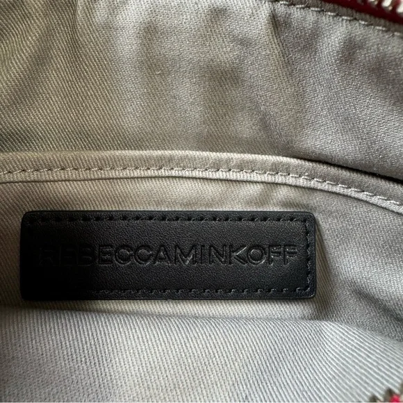 Rebecca Minkoff Red Leather Mini Mac Crossbody Bag Silver Chain Strap Designer - Picture 16 of 16
